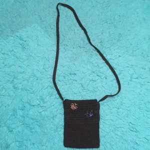 Cute little black crochet crossbody!